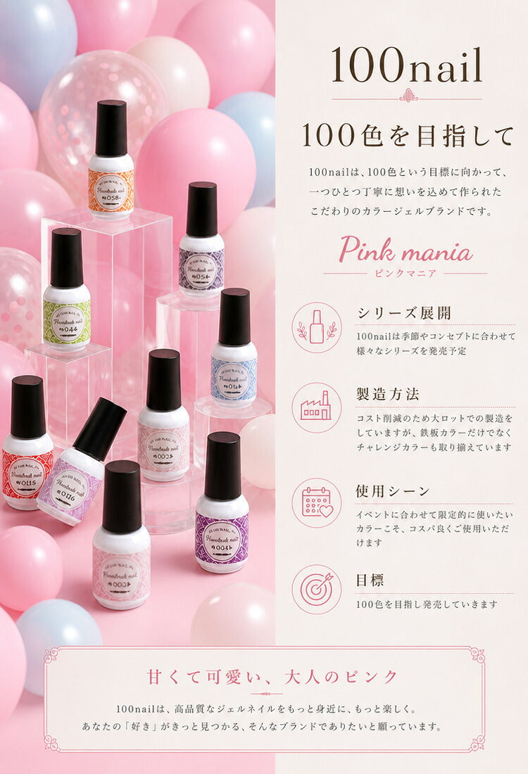 【全品半額coupon事前配布中】【100nail】ピンクマニアカラージェルジェルネイルラメシアーカラー|カラーポリッシュネイルジェルアートジェルジェルネイル用品爪カラージェルネイルジェルネイルアートネイル工房にわちゃん