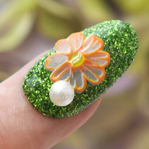 ネイルシール 超立体 5D フラワー マーガレット 花 オレンジ ホワイト ネイルアート| 3dネイル ジェルネイル ネイル パーツ ネイル用品 ネイルパーツ シール ジェル ジェルネイルシール 貼るだけ ネイルアートシール ネイル工房