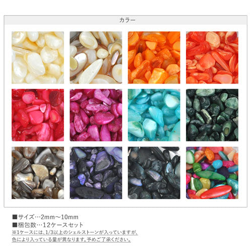 【メール便送料無料】天然貝シェルストーンお買い得12ケースセット|ジェルネイル ジェル ネイル パーツ ネイルパーツ ネイル用品 セット シェル シェルストーン ストーン 夏 デコ ストーンセット ジェルネイルパーツ ネイルアート マーメイド シェルパーツ フットネイル 貝