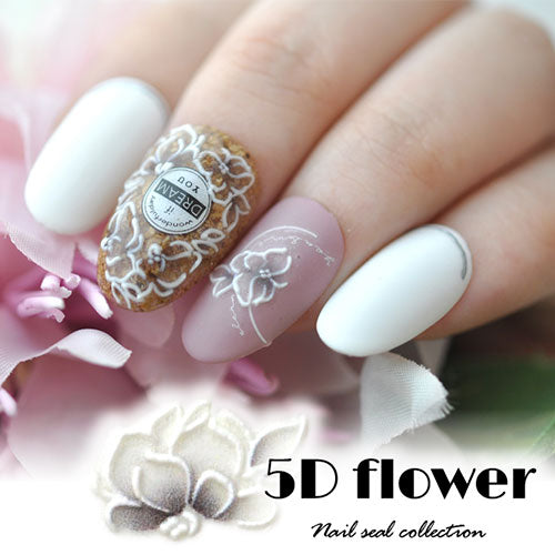 ネイルシール 超立体 5D フラワー 薔薇 シック 花 モノトーン ホワイト ネイルアート| 3dネイル ジェルネイル ネイル パーツ ネイル用品 ネイルパーツ シール ジェル ジェルネイルシール 貼るだけ ネイルアートシール ネイル工房