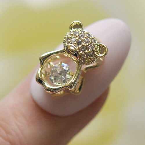 ネイルパーツ ストーンが動くクマ くま ジルコニア テディベア くまさん 立体 メタルパーツ | ジェルネイル ネイル パーツ ジェル ネイル用品 ネイルジュエリー メタル ネイルアート ジュエリーネイル ネイルグッズ ネイル工房