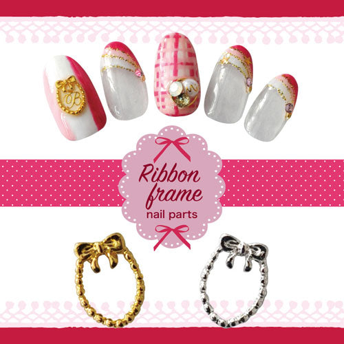 ネイルジュエリー リボン付ブリオンフレーム 選べる2色 | ジェルネイル ネイル パーツ ネイルパーツ ジェル ネイル用品 リボン ブリオン リボンモチーフ メタルパーツ デコ フレーム メタル ネイルアート ジュエリーネイル メタルフレーム ネイルグッズ ネイル工房
