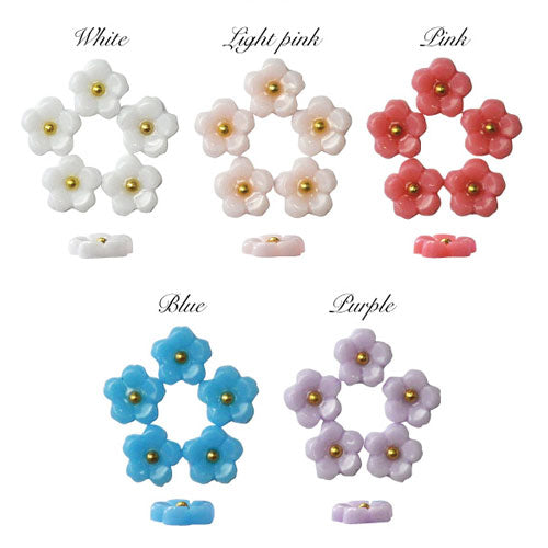 【メール便OK】ジェルネイルに埋め込みOK♪お花とゴールドスタッズのネイルジュエリー5個入り|春 ネイル ジェル ネイルアート ネイルパーツ ネイル用品 スタッズ ジェルネイル ゴールドパーツ ゴールド ネイルジュエリー 花 フラワー パーツ ネイルグッズ ジェルネイルパーツ