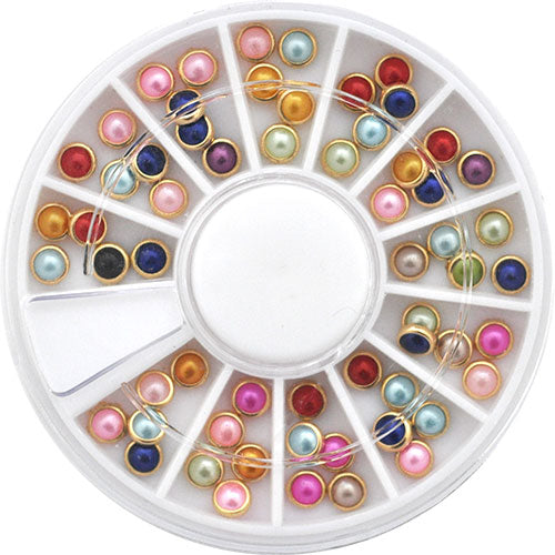 (A4-B08)ジェルネイルの埋め込みに♪枠付ビジューパールストーン4mmセット(お試し少量パック) | ネイル ストーン パール ジェルパールストーン ネイル用品 デコ ネイルジュエリー ネイルパーツ ネイルアート ジェル ジェルネイル用品 ネイル工房