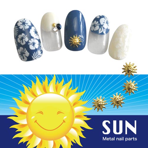 メタルパーツ ネイルジュエリー ネイルパーツ(ゴールド/シルバー) 真夏の太陽パーツ5粒 | メタル ネイル パーツ ジェルネイル ネイル用品 ネイルパーツ ジェル ジェルネイルパーツ セルフネイル ネイルアート スタッズ 夏 マリン サマー メタルスタッズ ネイル工房