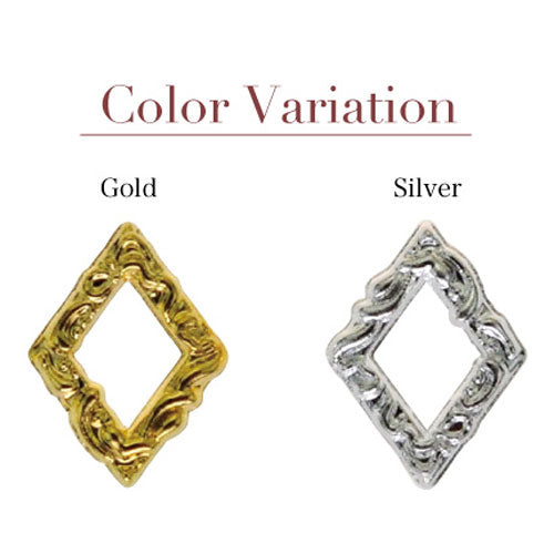 ジェルネイルの埋め込みに♪ひし形フレームのメタルパーツ★ネイルジュエリー ジェルネイル ネイルアート メタルパーツ ひし形 枠 フレーム 土台 ネイルパーツ メタルパーツ レジン メタルパーツ ゴールド シルバー | メタル ジェルネイル ジェル ネイル工房