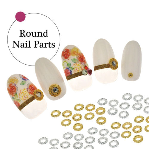 メタルパーツ ネイルジュエリー ネイルパーツ ( ゴールド / シルバー ) リバーシブルで使いやすいラウンドパーツ SS8 ラインストーンが合います | ジェルネイル ネイル パーツ ジェル ネイル用品 ストーン メタル ネイルアート ネイル工房