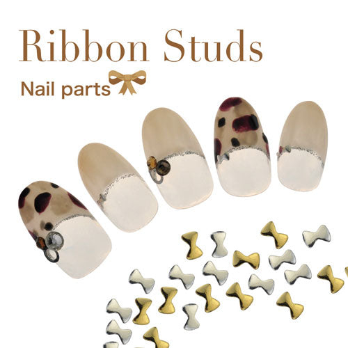 極小スタッズ★リボンメタルスタッズ 厚さがないから仕上がりがキレイ!ゴールド&シルバーラインストーン|ジェルネイル シルバー ネイル用品 ジェル ネイルパーツ ラインストーン ストーン リボンモチーフ スタッズ モチーフ 石 メタルスタッズ ネイル工房