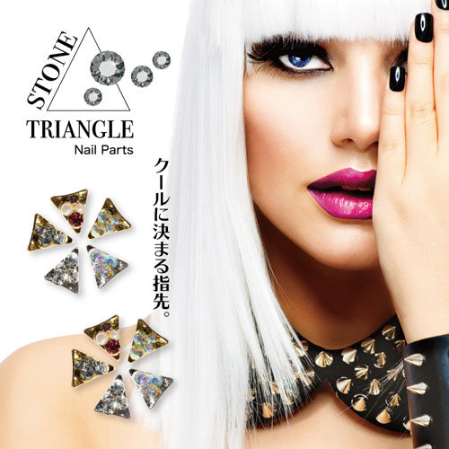 ネイルパーツ(ゴールド/シルバー)ストーン付きトライアングル三角形メタルパーツ 2粒入り | ジェルネイル ネイルパーツ ネイル パーツ ネイル用品 ジェル ストーン ジェルネイルパーツ ネイルジュエリー ジェルネイル用品 ネイルアート ネイルグッズ ネイル工房