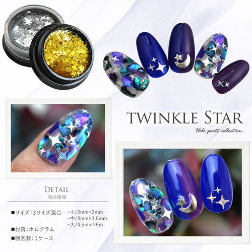 ジェルネイル&レジンに♪トゥインクルスターホログラム★ゴールドorシルバー★夜空に輝くキラキラした星を爪元に<BR><BR>ネイルパーツ ネイルアート ラメ ホログラム デコ | ネイル ネイル用品 ジェルネイル パーツ デコパーツ ネイルグッズ ネイル用 ネイル工房