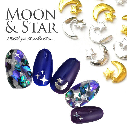 メタルパーツ ネイルジュエリー ネイルパーツ ( ゴールド / シルバー ) ムーン&スター ネイルアート メタル オーロラ 月 バラ | ジェルネイル ネイル パーツ ジェル ネイル用品 星 デコパーツ ゴールドパーツ ジュエリー ジェルネイル用品 アート