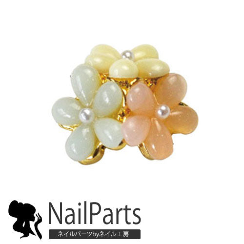 ジェルネイル用ネイルジュエリー パステルの3つのお花 | ジェルネイル ネイルパーツ ネイル パーツ ネイル用品 ジェル ジェルネイルパーツ 花 ネイルジュエリー ジェルネイル用品 ネイルアート セルフネイル フラワー ネイル工房