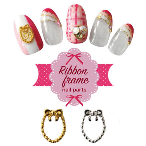 ネイルジュエリー リボン付ブリオンフレーム 選べる2色 | ジェルネイル ネイル パーツ ネイルパーツ ジェル ネイル用品 リボン ブリオン リボンモチーフ メタルパーツ デコ フレーム メタル ネイルアート ジュエリーネイル メタルフレーム ネイルグッズ ネイル工房