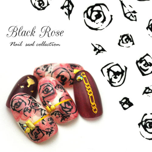 ネイルシール 薔薇 縁取り ブラック バラ フラワー クラシック レトロ | ジェルネイル ネイルシール ネイル ネイル用品 ジェル シール デコ用品 貼るだけ ジェルネイルシール セルフネイル ネイル工房