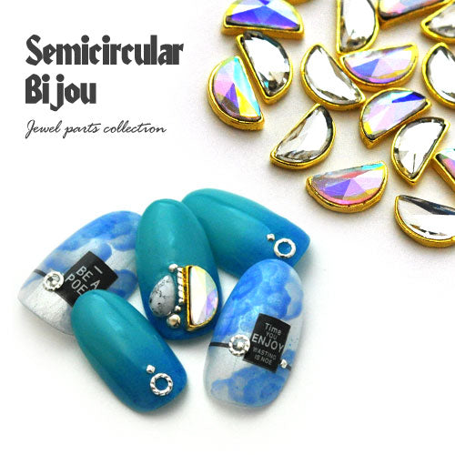 高品質クリスタル ラインストーン『nAnASTOnE』全2色 半円 2粒入 台座