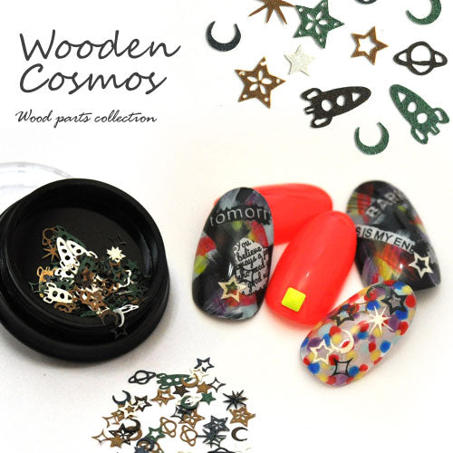 宇宙 ギャラクシー 木製 メタルパーツ ネイルジュエリー ネイルパーツ ( カラフル ) 超薄型メタルパーツ 80枚入 フラットメタルパーツ |ジェルネイル ネイル パーツ ネイル用品 ジェル メタル ネイルアート ジュエリーネイル 星 スター デコ用品 ネイル工房