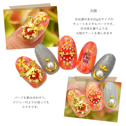 ネイルパーツ 天使 ハート エンジェル パーツ メタルパーツ パンク ドクロ | ネイル ジェルネイル パーツ ネイル用品 デコ ネイルジュエリー ゴールド ハート ラウンド フレーム ネイルアート ネイルグッズ ジェルネイルアート メタル ジェル ネイル工房