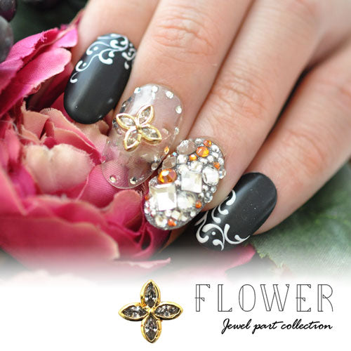 ジルコニア製 フラワー ビジュー 宝石 ゴールド|ジェルネイル ネイル パーツ ジェル ネイル用品 ハンドメイド デコ メタル ネイルアート ジュエリーネイル ネイルグッズ ジルコニア ゴールドパーツ ネイルパーツ メタルパーツ ジェルネイルパーツ 花 ネイル工房