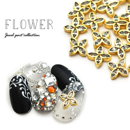 ジルコニア製 フラワー ビジュー 宝石 ゴールド|ジェルネイル ネイル パーツ ジェル ネイル用品 ハンドメイド デコ メタル ネイルアート ジュエリーネイル ネイルグッズ ジルコニア ゴールドパーツ ネイルパーツ メタルパーツ ジェルネイルパーツ 花 ネイル工房