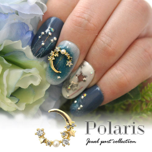 メタルパーツ ネイルジュエリー ネイルパーツ ジルコニア ( ゴールド ) クリスタル 月 ポラリス ギャラクシー メタルパーツ ネイルジュエリー | ジェルネイル ネイル パーツ ジェル ネイル用品 メタル ネイルアート ジュエリーネイル ゴールドパーツ ネイル工房