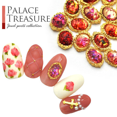 宮殿の秘宝 オーバル 押し花 ラメ ホログラム | ジェルネイル ネイル パーツ ジェル ネイル用品 ハンドメイド デコ メタル ネイルアート ネイルグッズ ゴールドパーツ シルバーパーツ ネイルパーツ メタルパーツ 花 ネイルジュエリー フラワー ネイル工房