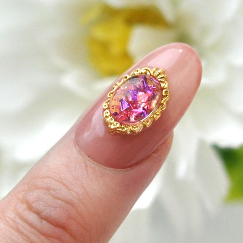 宮殿の秘宝 オーバル 押し花 ラメ ホログラム | ジェルネイル ネイル パーツ ジェル ネイル用品 ハンドメイド デコ メタル ネイルアート ネイルグッズ ゴールドパーツ シルバーパーツ ネイルパーツ メタルパーツ 花 ネイルジュエリー フラワー ネイル工房
