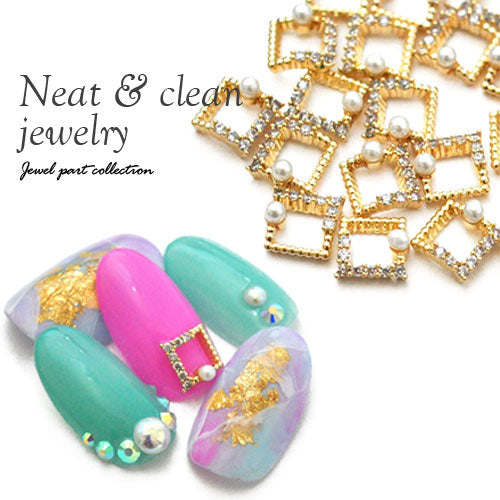 ネイルパーツ ジルコニア製 フレーム 正方形 四角 ジュエリー パーツ メタルパーツ ビジュー | ネイル ジェルネイル パーツ ネイル用品 デコ ネイルジュエリー ネイルアート ネイルグッズ ジェルネイルアート メタル ジェル ジェルネイルパーツ ネイル工房