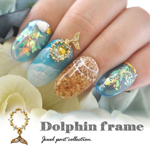 夏 イルカ フレーム メタルパーツ ネイルアート ネイルジュエリー ジェルネイル ジルコニア アニマル | ネイル パーツ ネイルパーツ ジェル ネイル用品 モチーフ デコ メタル スタッズ マリン サマー メタルスタッズ ネイル工房