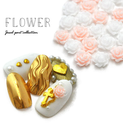 ネイルパーツ メタルパーツ 薔薇 フラワー 春 ホワイト / ピンク