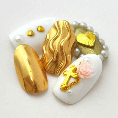 ネイルパーツ メタルパーツ 薔薇 フラワー 春 ホワイト / ピンク ) 乳白色 やさしい色 ネイルジュエリー、ネイルパーツ | ジェルネイル ネイル用品 ジェル 花 バラ ハンドメイド 手芸 ジェルネイル用品 ネイル パーツ メタル ネイルアート ジュエリー デコパーツ