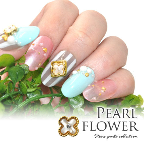 フラワー パール 四葉 クローバー ホワイト 清楚ジュエリー ネイルアート ネイルジュエリー ゴールド フレーム ジェルネイル メタルパーツ | ジェルネイル ネイル パーツ ジェル ネイル用品 メタル ネイルアート ジュエリーネイル ネイルグッズ ネイル工房