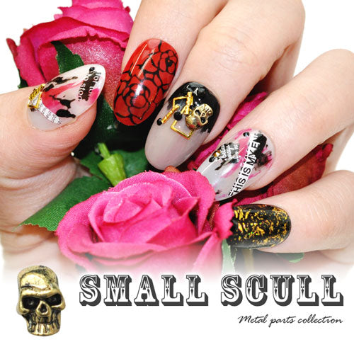 スカル パンク メタルパーツ ネイルジュエリー ネイルパーツ ( ゴールド / アンティーク ) クロスメタルパーツ | ジェルネイル ネイル パーツ ジェル ネイル用品 メタル デコパーツ ネイルアート ジュエリーネイル クロス ネイルグッズ ネイル工房