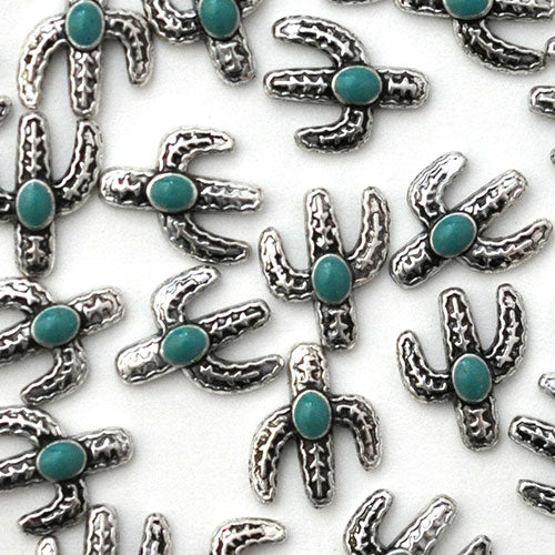 ネイルパーツ ( シルバー / ターコイズ ) メタルパーツ サボテン オリエンタル ジェルネイル ネイルアート メタル 夏 サマー ネイル|パーツ ジェル ネイル用品 ネイルジュエリー ジュエリーネイル スタッズ マリン メタルスタッズ ネイル工房