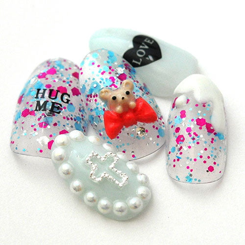 シリコンモールド no11 くま ベア リボン ジェルネイル レジン 自分で作る ラインストーン ビジュー ネイルジュエリー ネイルパーツ メタルパーツ | ネイル パーツ ネイル用品 ジェル レジン ストーン ハンドメイド シリコン 型 ネイル工房