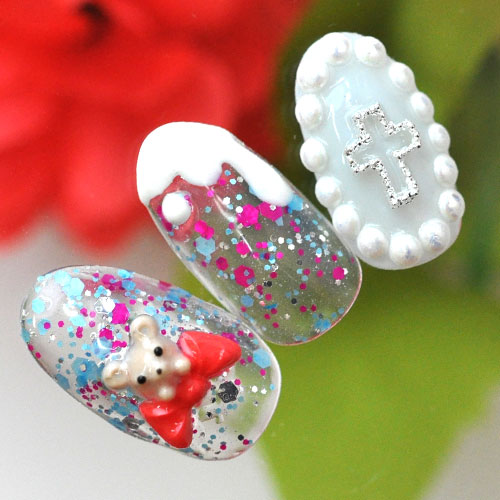 シリコンモールド no11 くま ベア リボン ジェルネイル レジン 自分で作る ラインストーン ビジュー ネイルジュエリー ネイルパーツ メタルパーツ | ネイル パーツ ネイル用品 ジェル レジン ストーン ハンドメイド シリコン 型 ネイル工房