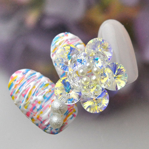 スワロフスキー フラワー パーツ ネイル 手作り ハンドメイド スワロ ジェルネイル ネイルジュエリー ネイルアート ABクリスタル | ネイルパーツ ネイル用品 ジェル ジェルネイルパーツ 花 ジェルネイル用品 セルフネイル ストーン ネイルグッズ ネイル工房