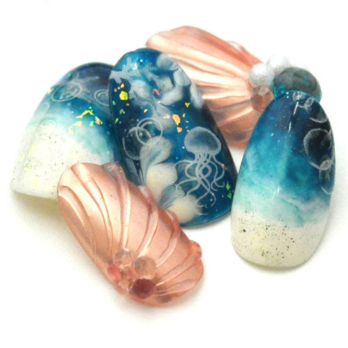 【訳あり】 くらげ クラゲ 海 マリン ネイルシール 極薄 透ける カラージェル ネイルアート 垂らしこみ | ネイルシール ネイル シール ネイル用品 デコ ジェルネイル ジェルネイル用品 ネイルパーツ デコシール ネイル工房