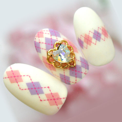 ネイルシール チェック アーガイル ピンク パープル ウィンター | ジェルネイル ネイル ネイル用品 ジェル シール デコ用品 貼るだけ ジェルネイルシール ネイルアート ジェルネイルアート ネイルグッズ ネイル工房