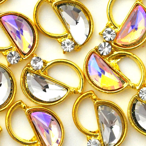 ネイルパーツ メタルパーツ フレーム 半円 ピンク クリスタル ネイルパーツ ( ゴールド ) ネイルパーツ ジュエリー パーツ メタルパーツ ビジュー | ネイル パーツ ネイル用品 デコ ネイルジュエリー ネイルアート ネイルグッズ デコパーツ ネイル工房 メタル ジェル