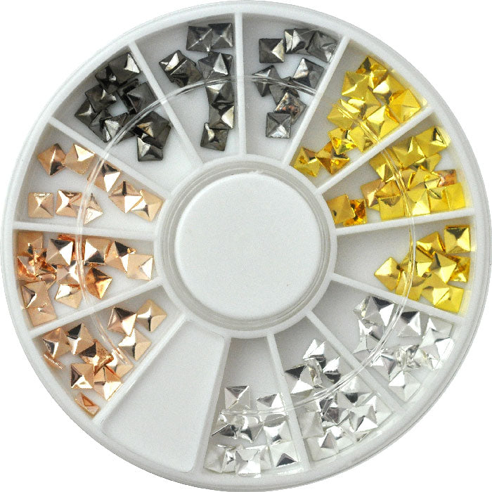 スタッズ ラインストーン お試しセット 4色 スクエア ケース付き |ネイル パーツ ジェル ネイルパーツ ネイル用品 スタッズ メタルパーツ ゴールド メタル ストーンセット ストーン セット ジェルネイル ネイル ネイル工房