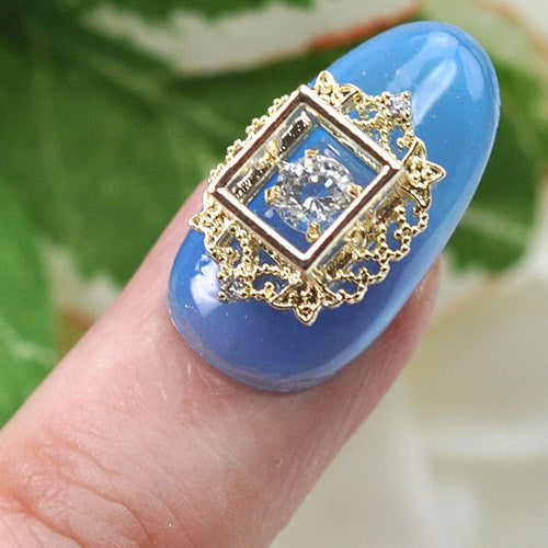 ネイルパーツ ストーンが動く ジルコニア 立体 メタルパーツ | スクエア 月 ハート ティアドロップ ジェルネイル ネイル パーツ ジェル ネイル用品 ネイルジュエリー メタル ネイルアート ジュエリーネイル ネイルグッズ ネイル工房