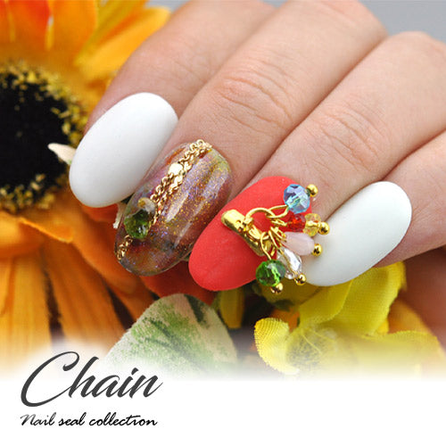 お試しセット 12格 チェーン ネイルパーツ メタルパーツ ネイルアート | ジェルネイル ネイル パーツ セット ジェル ネイル用品 フレーム ネイルジュエリー デコ メタル カーブ ゴールドパーツ | パーツセット ネイル工房