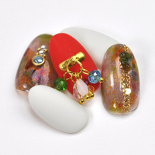 お試しセット 12格 チェーン ネイルパーツ メタルパーツ ネイルアート | ジェルネイル ネイル パーツ セット ジェル ネイル用品 フレーム ネイルジュエリー デコ メタル カーブ ゴールドパーツ | パーツセット ネイル工房