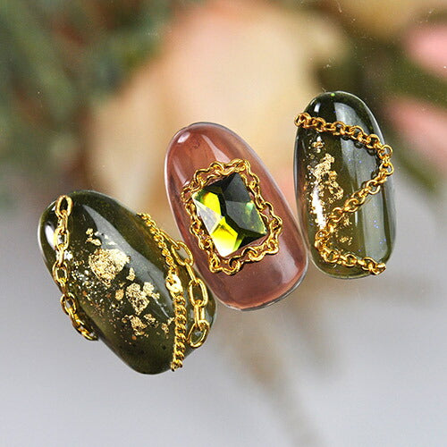 お試しセット 12格 チェーン ネイルパーツ メタルパーツ ネイルアート | ジェルネイル ネイル パーツ セット ジェル ネイル用品 フレーム ネイルジュエリー デコ メタル カーブ ゴールドパーツ | パーツセット ネイル工房