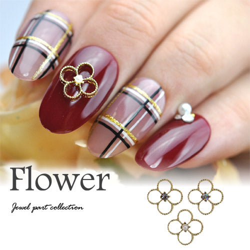 フラワー お花 クスリタル ゴールド 3個 | ネイル ジェル ネイルアート ネイルパーツ ネイル用品 スタッズ ジェルネイル ゴールドパーツ ゴールド ネイルジュエリー 花 フラワー パーツ ネイルグッズ ジェルネイルパーツ ネイル工房