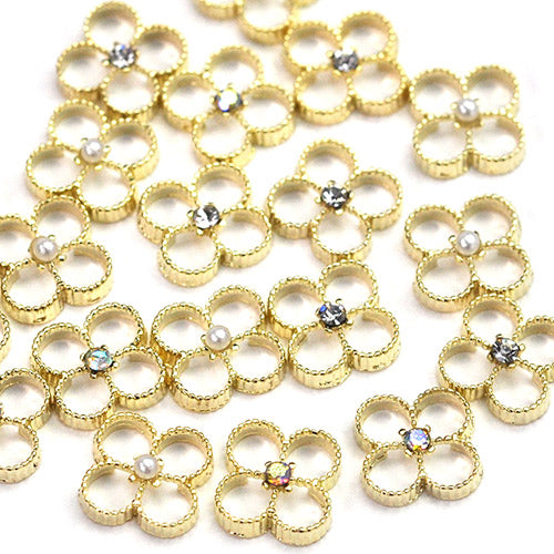 フラワー お花 クスリタル ゴールド 3個 | ネイル ジェル ネイルアート ネイルパーツ ネイル用品 スタッズ ジェルネイル ゴールドパーツ ゴールド ネイルジュエリー 花 フラワー パーツ ネイルグッズ ジェルネイルパーツ ネイル工房