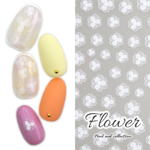 フラワーネイルシール 極薄 透ける 花 ホワイト カラージェル の カラーを生かした ネイルアート 垂らしこみ グラデーション ネイルシール | ネイル シール ネイル用品 フラワー 花柄 ジェルネイル ネイルパーツ ジェル ネイルシール