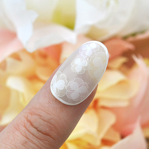 フラワーネイルシール 極薄 透ける 花 ホワイト カラージェル の カラーを生かした ネイルアート 垂らしこみ グラデーション ネイルシール | ネイル シール ネイル用品 フラワー 花柄 ジェルネイル ネイルパーツ ジェル ネイルシール