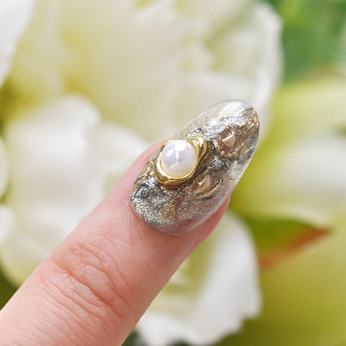 パール 真珠のアクセサリーのような台座付き ネイルジュエリー ネイルパーツ | ジェルネイル ネイル パーツ ジェル ネイル用品 メタル デコパーツ ジュエリーネイル ジェルネイルパーツ ネイル工房
