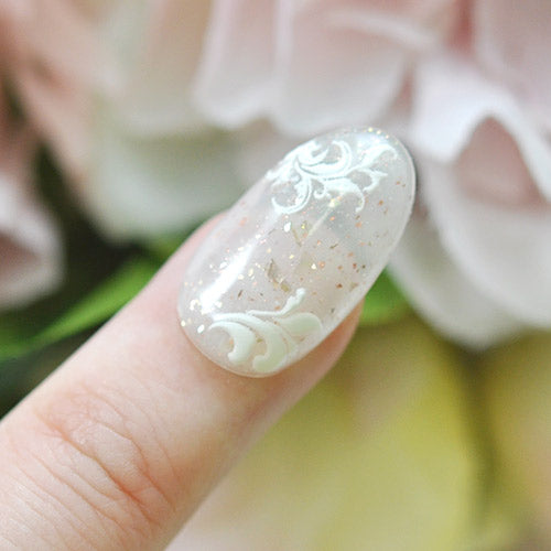 3D フラワー ホワイト ブラウン 花の縁 ネイルシール | ジェルネイル ネイルシール ネイル ネイル用品 ジェル シール デコ用品 貼るだけ ジェルネイルシール チェック柄 ネイルアート ジェルネイルアート ネイル工房